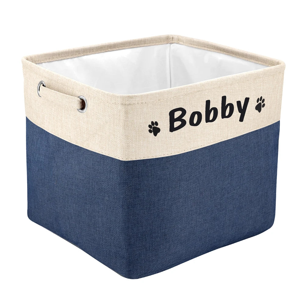 Custom Pet Dog Toy Storage Basket Personalized Foldable Dog Canvas Bag Pet Toys Clothes Storage Box Dog Accessories Pet Supplies
