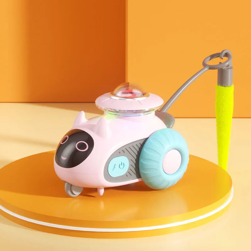 Cat Toys for Indoor Remote Control Smart Automatic Car with Tail Rechargeable LED Auto Moving Exercise Interactive Cat Toys