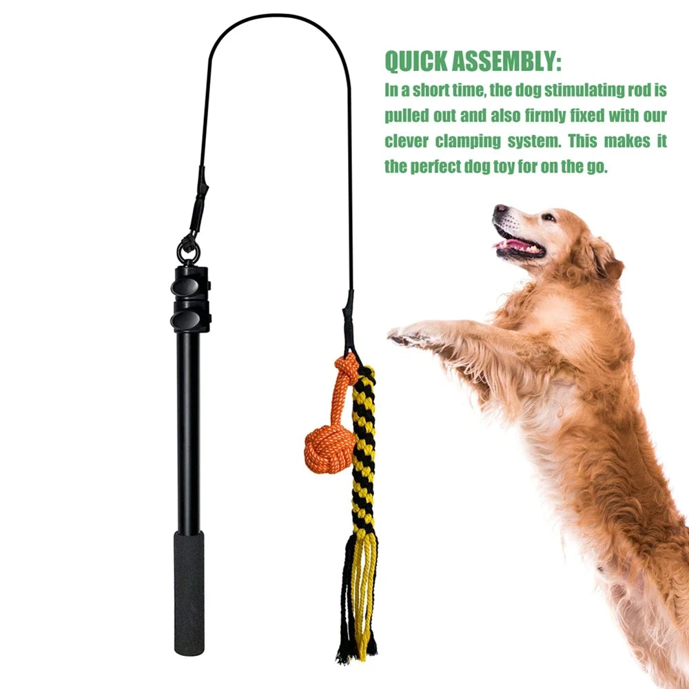 Durable Bite Resistant Dog Teeth Grinding Toy Interactive Retractable Pole Plush Chew Toy