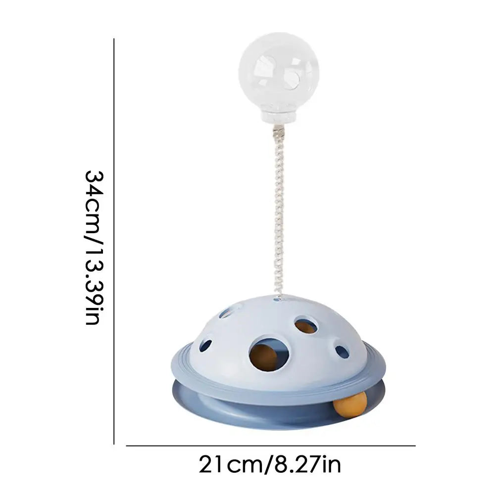 Cat Turntable Toy Interactive Dog Toy Slow Feeder Self-entertainment Food Leak Ball With Spring Rod For Kitten Playing