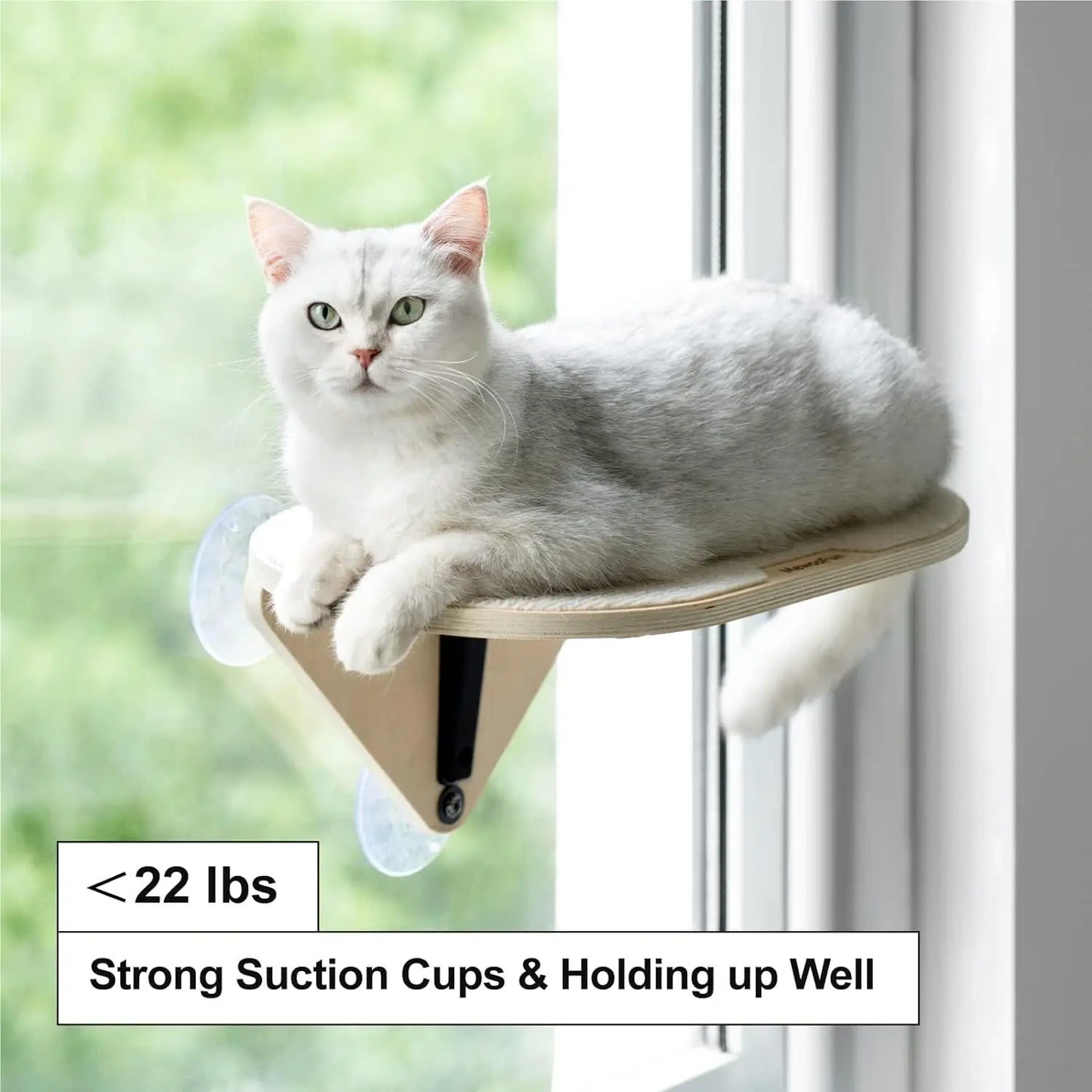 Mewoofun Cat Window Perch Hammock Wooden Window Mounted Cat Bed with Climbing Steps and Scratching Post for Indoor Cats