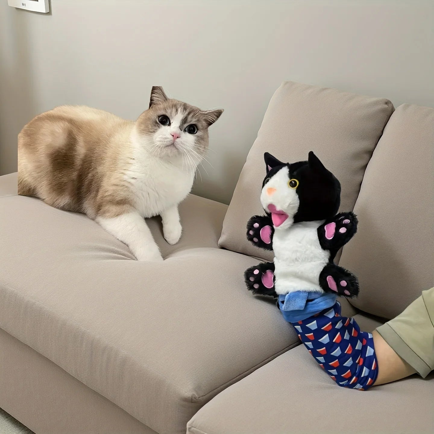 Interactive Cat Wrestling Puppet Toy with Poseable Limbs, Plush Stuffed Animal for Indoor Play ,Durable & Safe cat toys dog toy