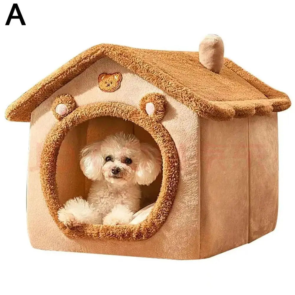 Foldable Pet House Removable Puppy Nest Washable Cat House Soft Pet Sleepping Bed For Extra Small Dogs and Small and Medium Cat