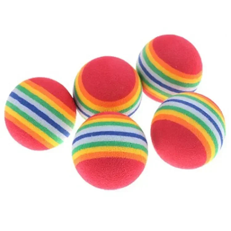 EVA Interactive Toy Ball Pet Cat Throwing Fun Rainbow Ball Chewing Rattle Scratching Foam Ball Dog Supplies Cat Toy