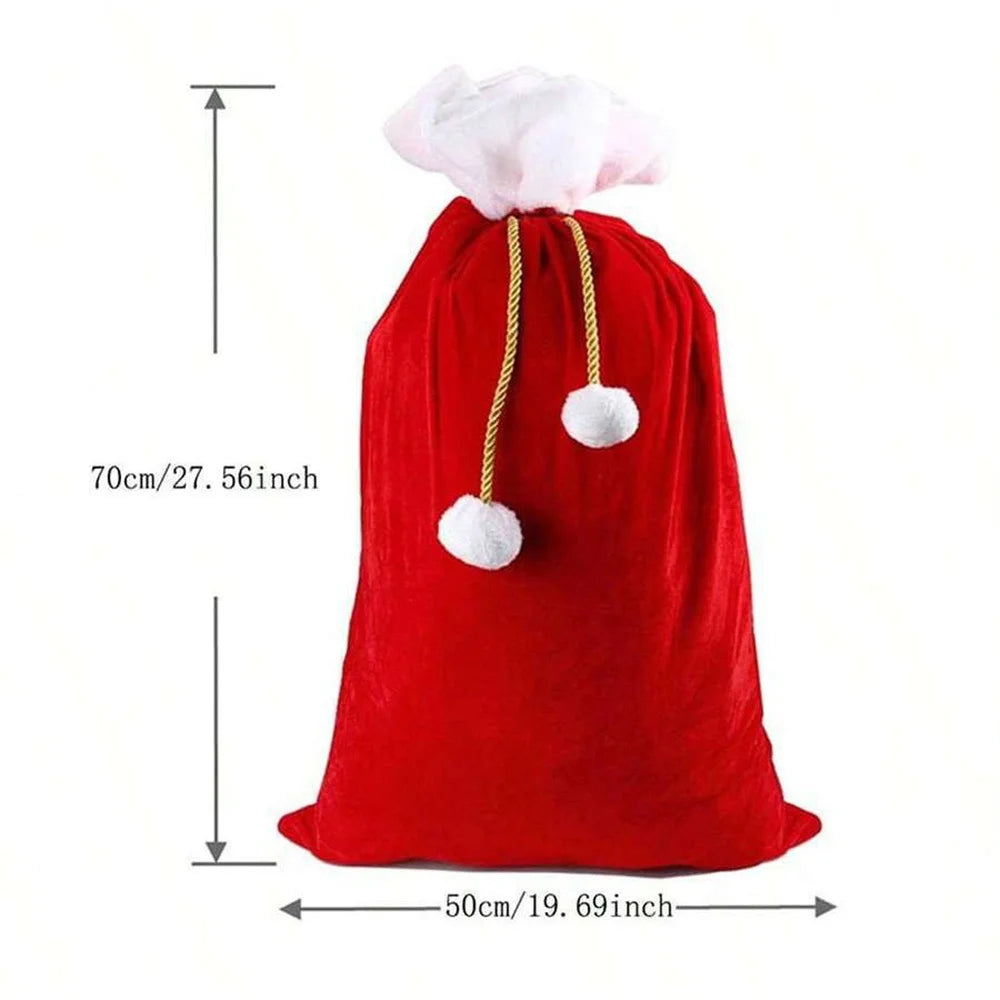 1Pcs Extra Large Santa Gift Sack Christmas Santa Gift Sack Santa Velvet Sack with Drawstring Merry Christmas Present Bag
