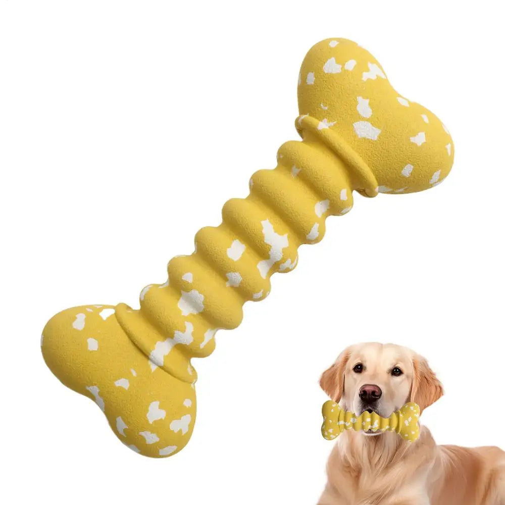 Rubber Dog Toys Bite-Resistant Chewing Bone Balls Chewing Interactive Fetch Throw Toys Vibrant Colors Teeth Cleaning And
