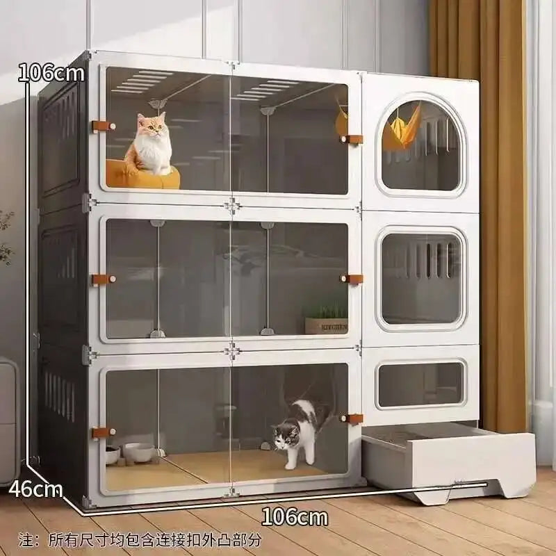 Luxury Cat Cage Cats Litter Box Integrated Cat House Modern Minimalist Large Free Space Household Indoor Cages for Cats