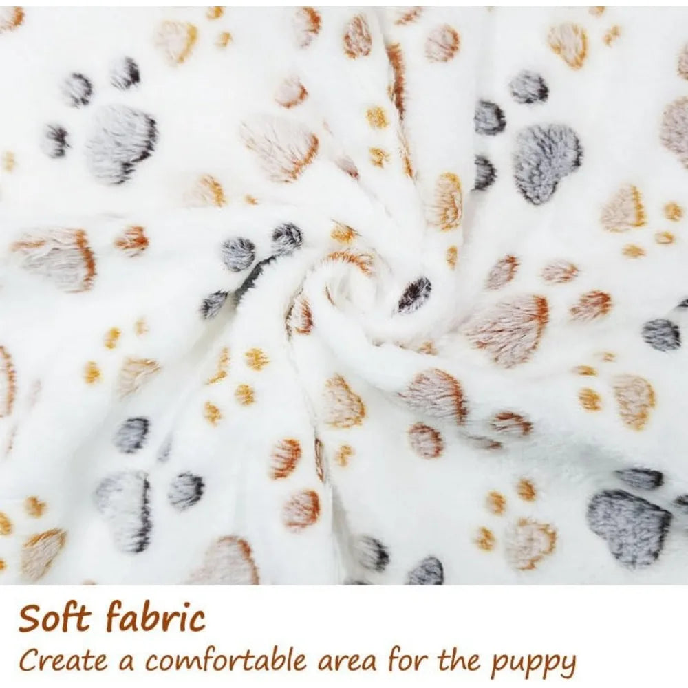 1 Pack 3 Blankets Fluffy Premium Fleece Soft Pet Blanket Flannel Throw for Cat Dog Puppy (Small 23x16'', Paw-White/Pink/Brown)