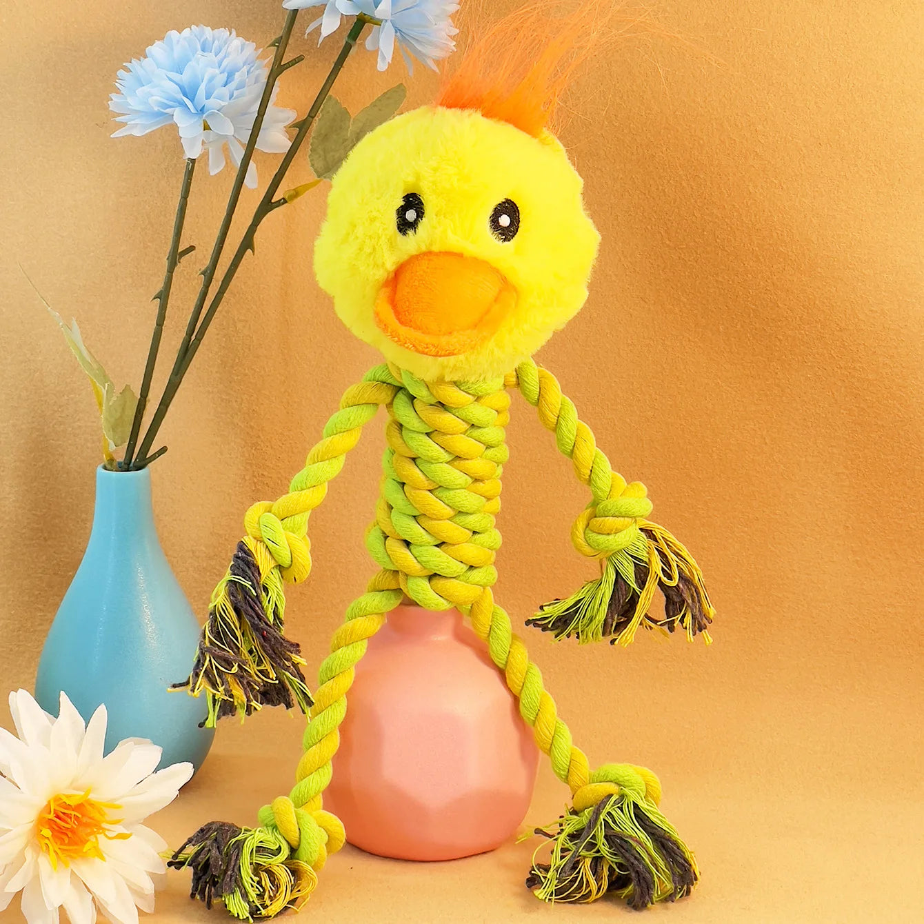 Cute Plush Dog Rope Toy Durable Chew & Squeaky Pet Toy for Aggressive Chewers, Fun Interactive Play for Puppies & Dogs