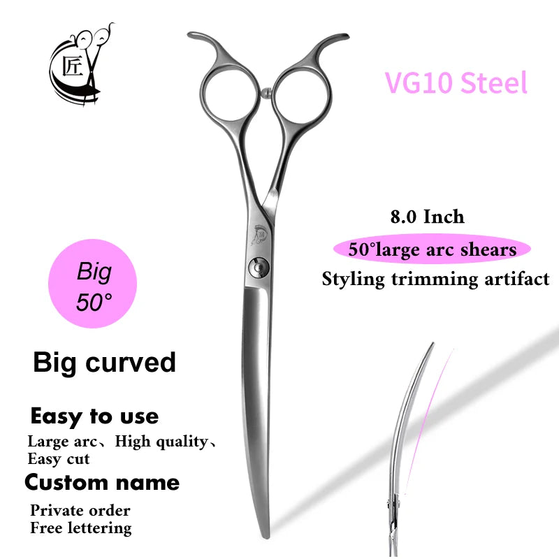 Crane Big Curved Scissors 50° 7.5/8inch Pet Dog Grooming Scissors Big Size Pets Hair Super Curved Shears ножницы tijeras tesoura