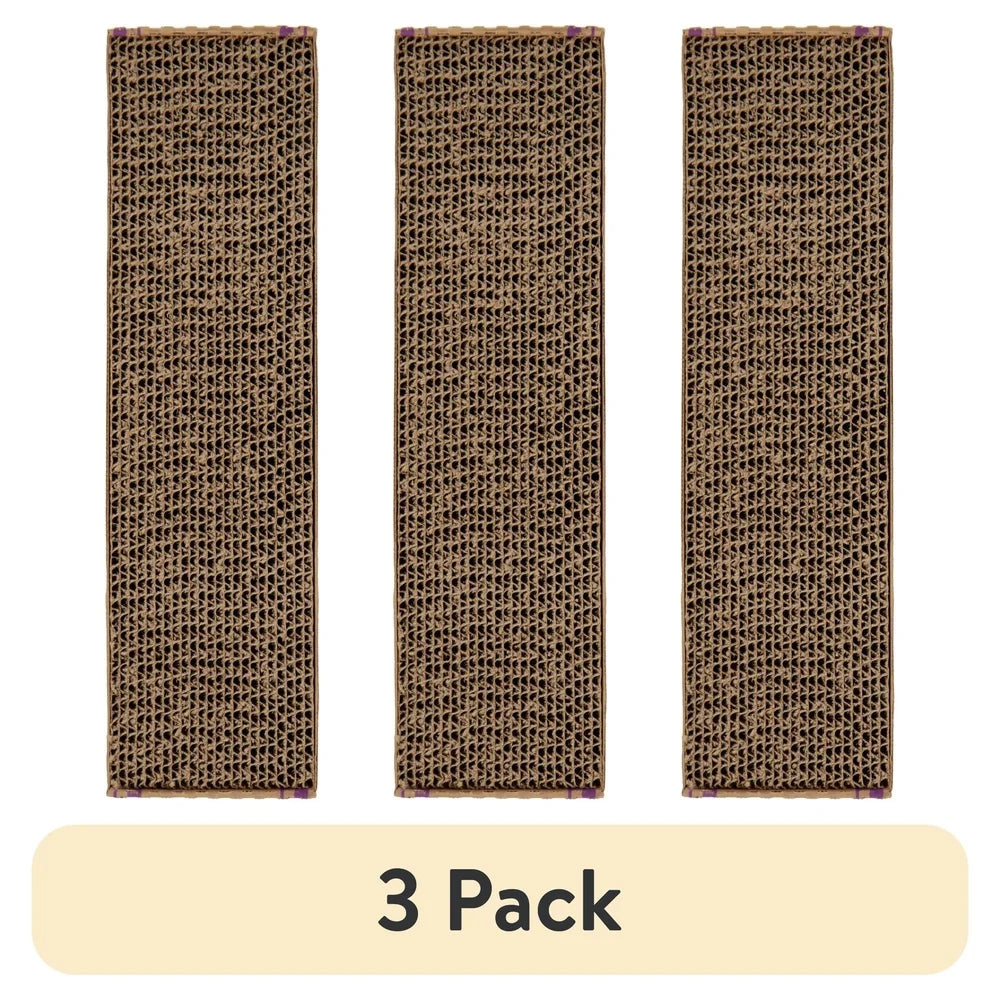 3 Pack Cat Scratching Pad Reversible Catnip Infused Corrugated Cardboard Durable Floor Scratcher Eco Friendly Cat Toy