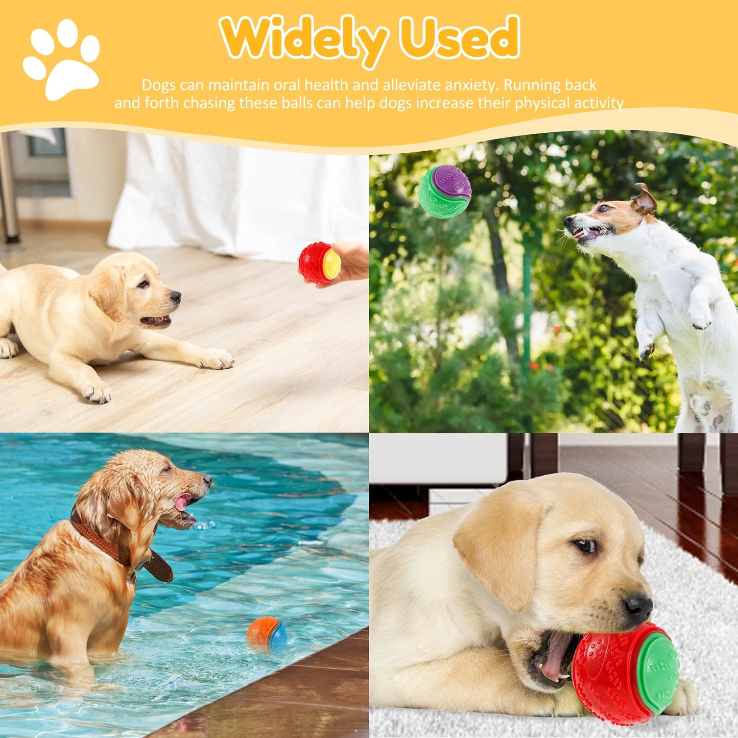 6Pcs Squeaky Balls Toys Dogs Interactive Toys TPR Dog Chew Toy for Dog Pet Teeth Cleaning Bite Resistance Pet Supplies