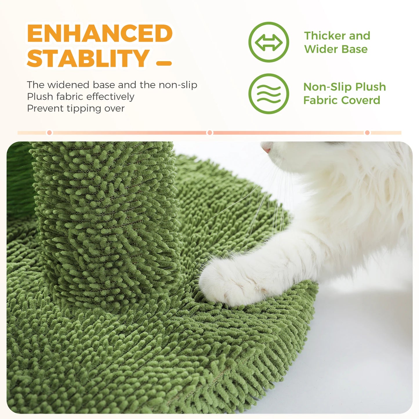 Cactus Cat Scratching Post with 3 Sisal Scratching Poles and Interactive Dangling Ball Tall Cat Scratcher for Indoor Cat Toys