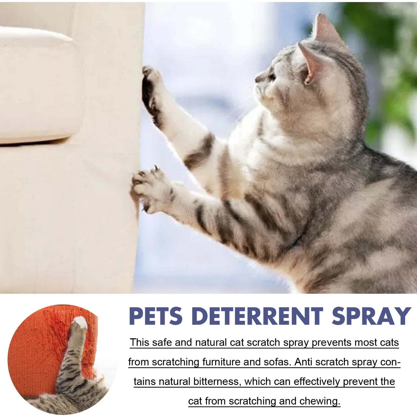 Cat Scratch Deterrent Spray Natural Scratching Training Aid Spray No Stimulation Orange Fragrance Sofa Furniture Protectors