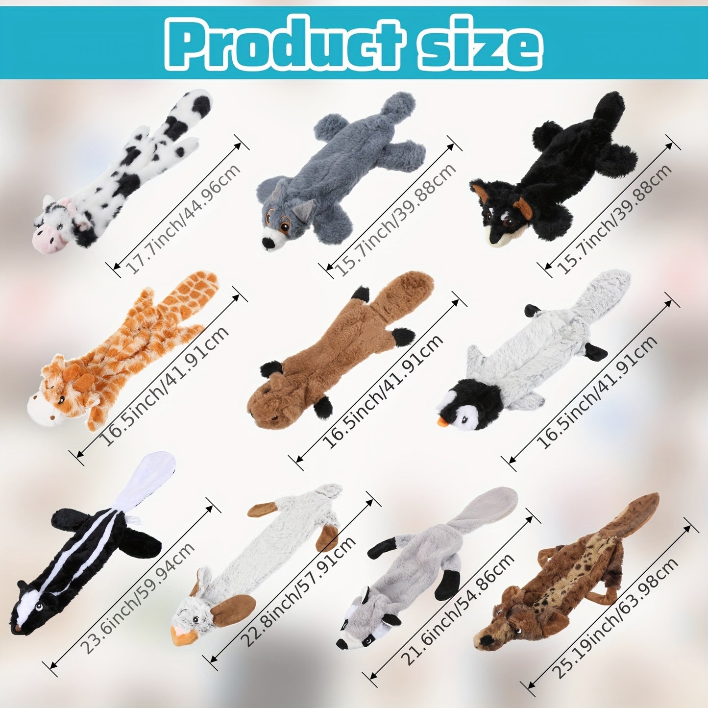 10pcs Squeaky Dog Toys, No Stuffing Plush Chew Toys for Aggressive Chewers, Diverse Animal Designs for Teething Puppies & Adult Dogs, Durable & Safe for Play, Puppy Toys