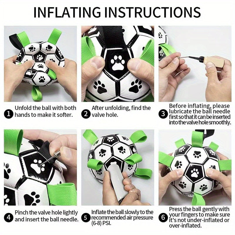 Dog Toys Soccer Ball With Straps, Interactive Dog Toys For Tug Of War, Puppy Birthday Gifts, Dog Tug Toy, Dog Water Toy, Durable Dog Balls For Small, Medium & Large Dogs, French Bulldog, Labrador Retriever, Golden Retriever,