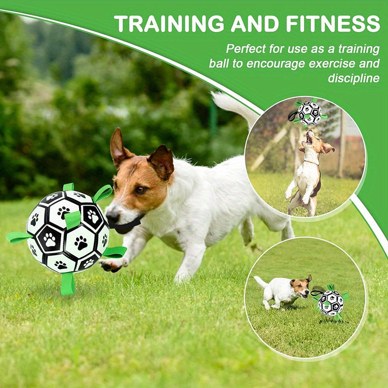 Dog Toys Soccer Ball With Straps, Interactive Dog Toys For Tug Of War, Puppy Birthday Gifts, Dog Tug Toy, Dog Water Toy, Durable Dog Balls For Small, Medium & Large Dogs, French Bulldog, Labrador Retriever, Golden Retriever,