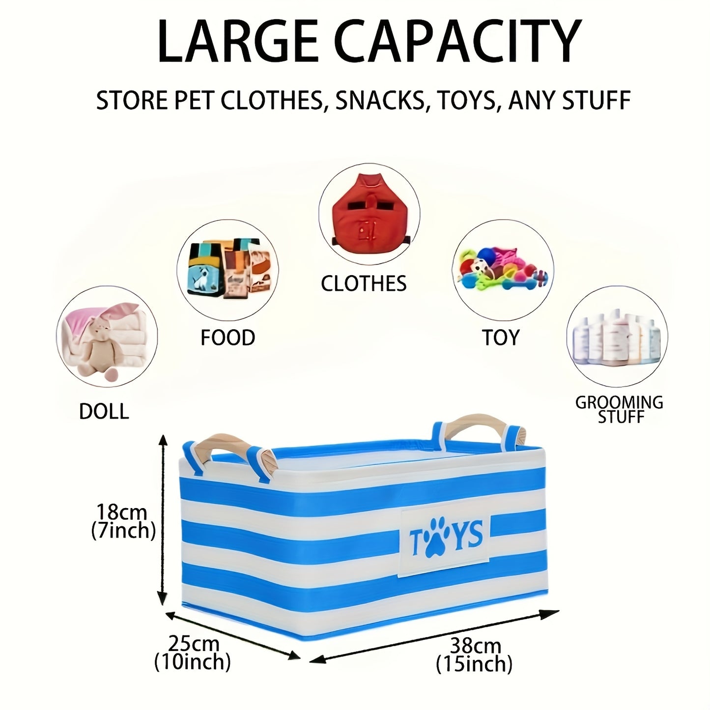 Blue Pet Toy Box Storage Basket Organizer for Dog Toys - a Great Way to Organize Pet Toys., Storage Trunks for Home Organization