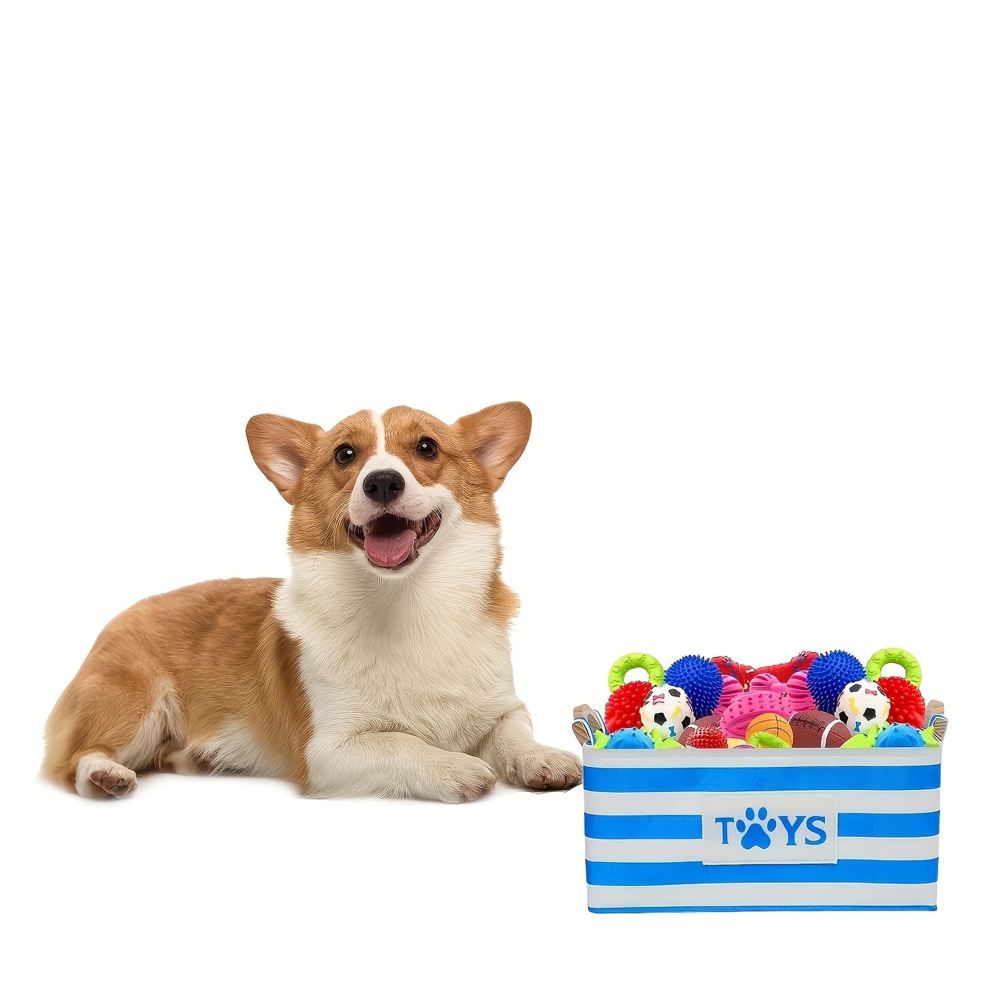 Blue Pet Toy Box Storage Basket Organizer for Dog Toys - a Great Way to Organize Pet Toys., Storage Trunks for Home Organization