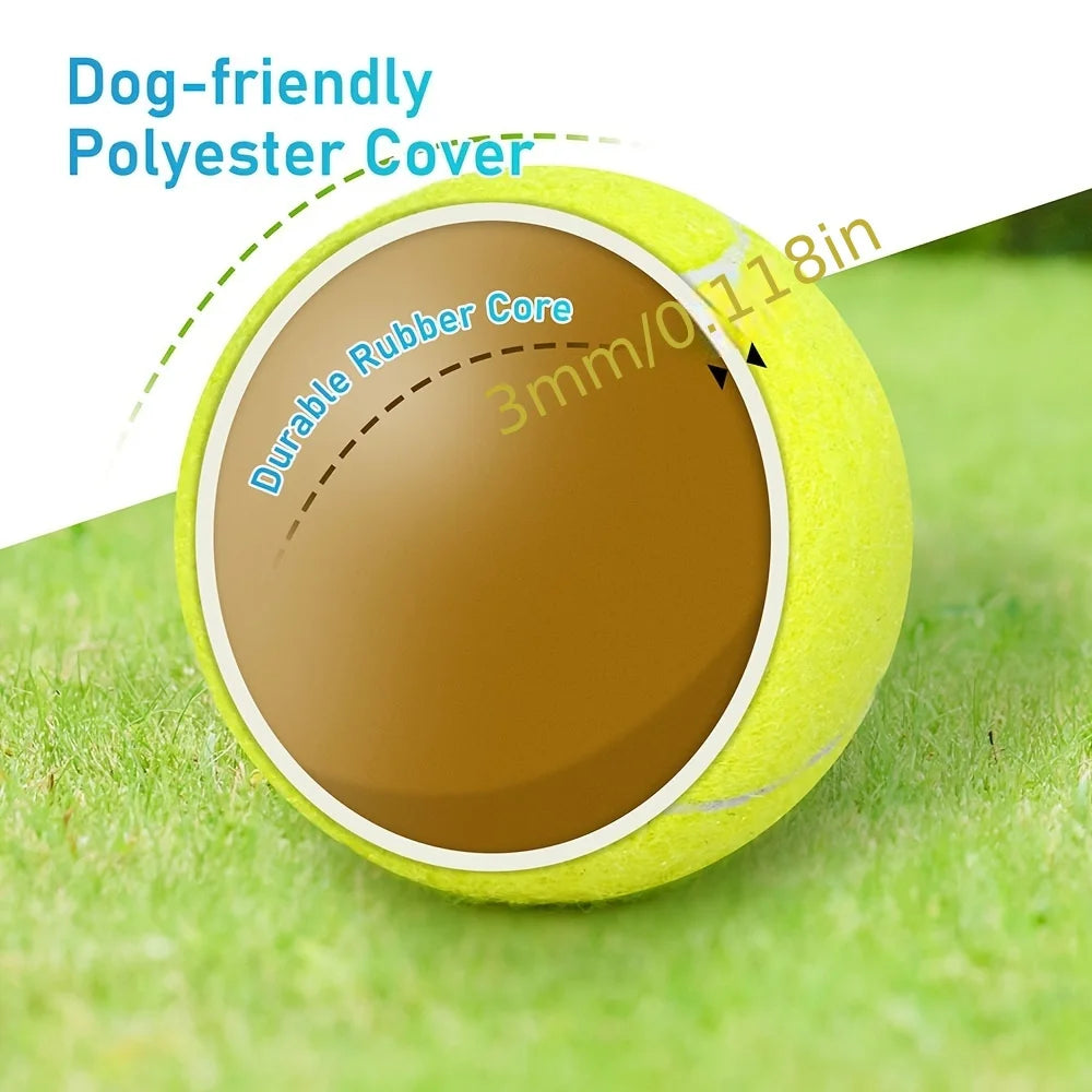 3pcs PrimePets Tennis Balls For Dogs, 2.5 Inch Thick Bouncy Dog Ball, Interactive Dog Toys For Indoor Outdoor, Fetch Balls For M