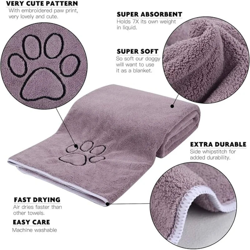 Premium Pet Drying Towel - Ultra Absorbent Microfiber Bath Mat for Dogs & Cats, Quick-Dry Design