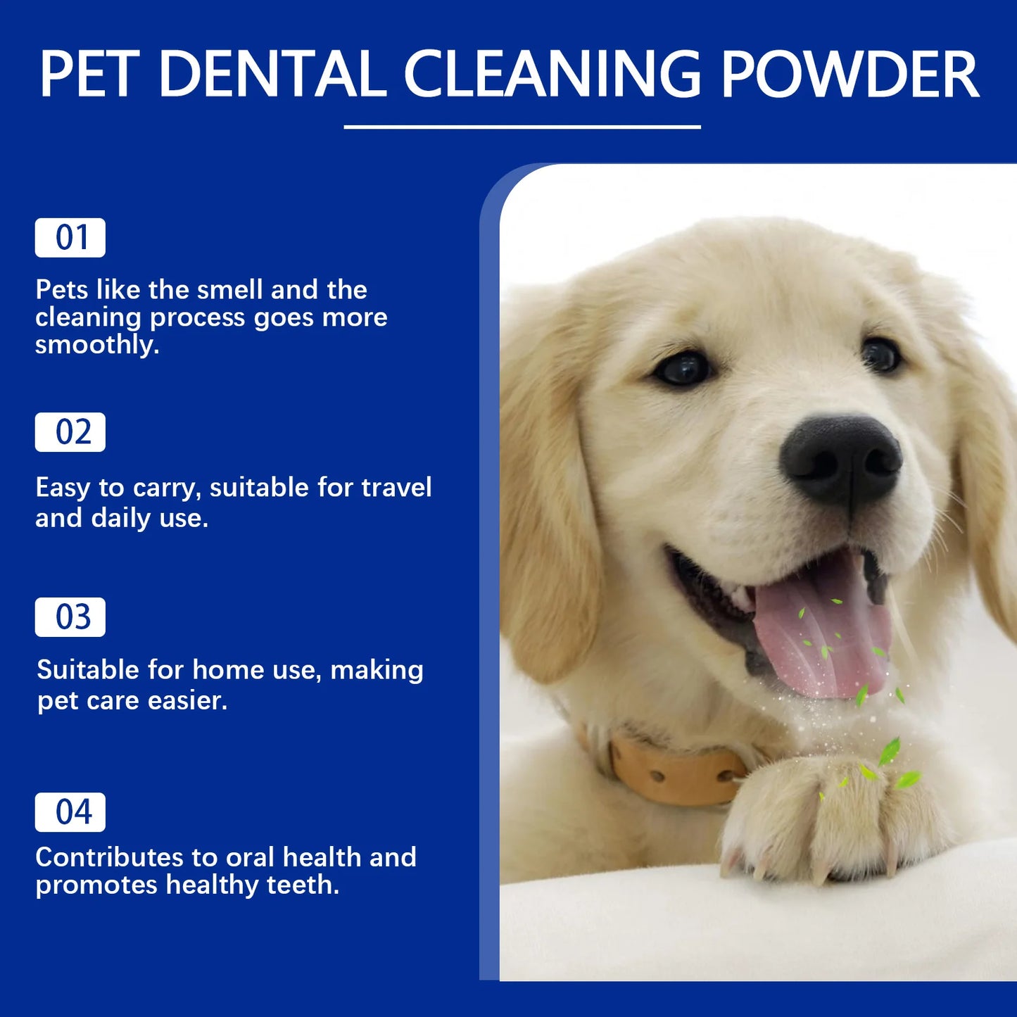 Yegbong 80g Dog Teeth Cleaning Powder Dental Whiten Tartar Eliminate Fresh Breath Pet Oral Hygiene Care Brighten Teeth Powder