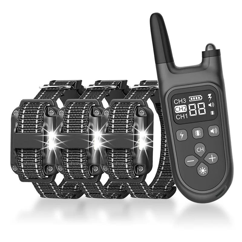 Hot sale Black 800m Electric Dog Training Collar with Shock Vibration Sound Remote Control Pet Training Artifact Bark Stopper