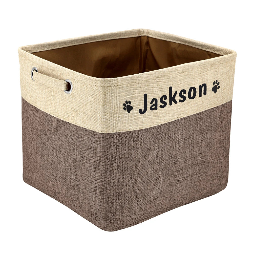 Custom Pet Dog Toy Storage Basket Personalized Foldable Dog Canvas Bag Pet Toys Clothes Storage Box Dog Accessories Pet Supplies
