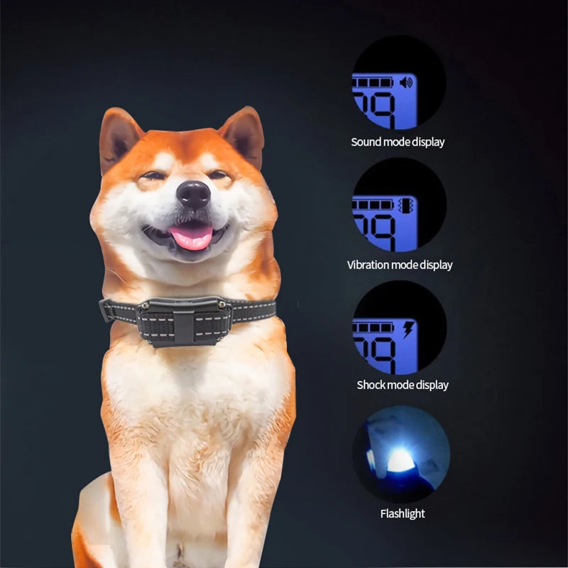 Hot sale Black 800m Electric Dog Training Collar with Shock Vibration Sound Remote Control Pet Training Artifact Bark Stopper