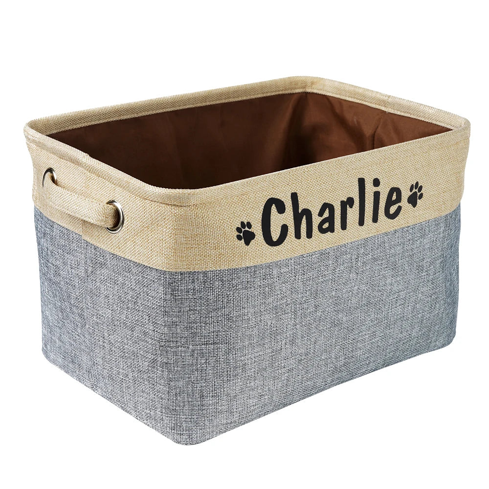 Custom Pet Dog Toy Storage Basket Personalized Foldable Dog Canvas Bag Pet Toys Clothes Storage Box Dog Accessories Pet Supplies