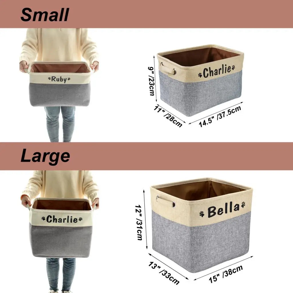 Custom Pet Dog Toy Storage Basket Personalized Foldable Dog Canvas Bag Pet Toys Clothes Storage Box Dog Accessories Pet Supplies