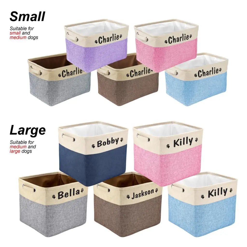 Custom Pet Dog Toy Storage Basket Personalized Foldable Dog Canvas Bag Pet Toys Clothes Storage Box Dog Accessories Pet Supplies