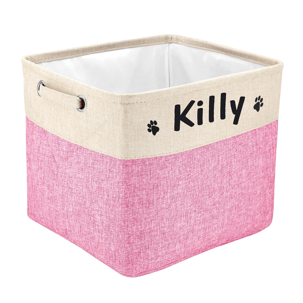 Custom Pet Dog Toy Storage Basket Personalized Foldable Dog Canvas Bag Pet Toys Clothes Storage Box Dog Accessories Pet Supplies