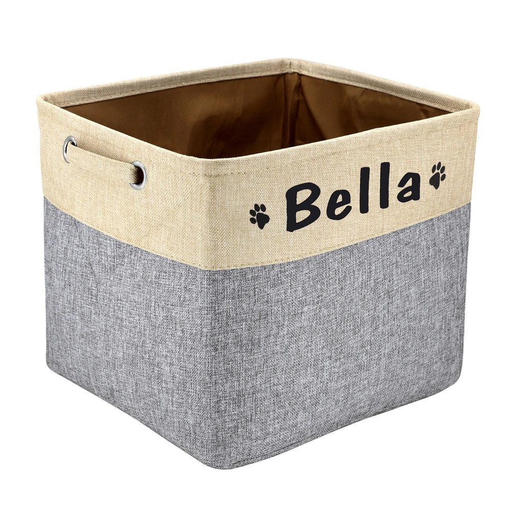 Custom Pet Dog Toy Storage Basket Personalized Foldable Dog Canvas Bag Pet Toys Clothes Storage Box Dog Accessories Pet Supplies