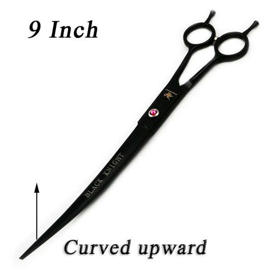 Pet Scissors 9" Black Upward Curved Pet Grooming Scissors Professional Shears Salon Barber Using Dogs & Cats