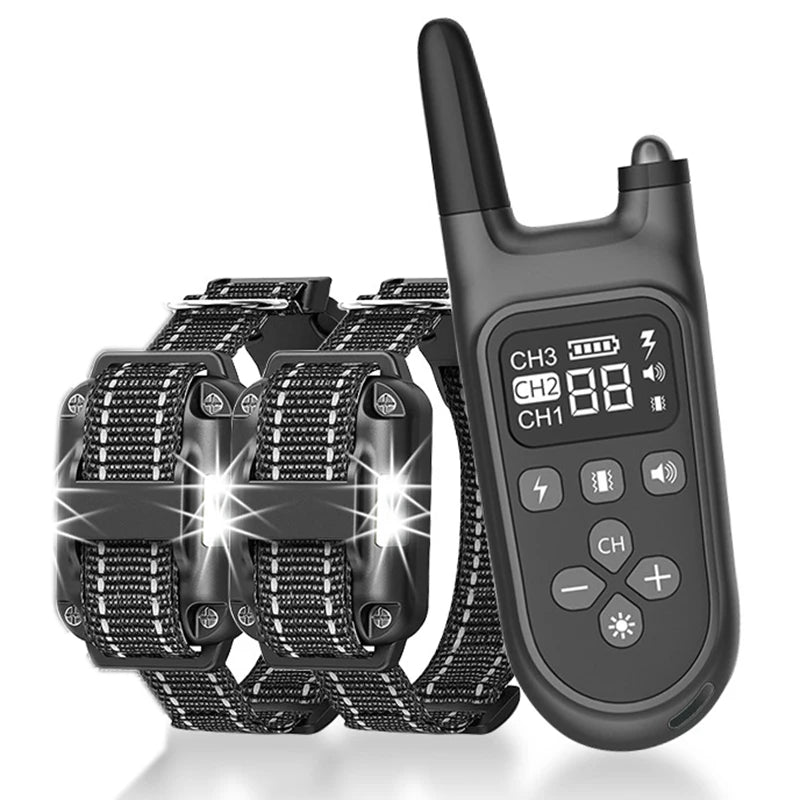 Hot sale Black 800m Electric Dog Training Collar with Shock Vibration Sound Remote Control Pet Training Artifact Bark Stopper