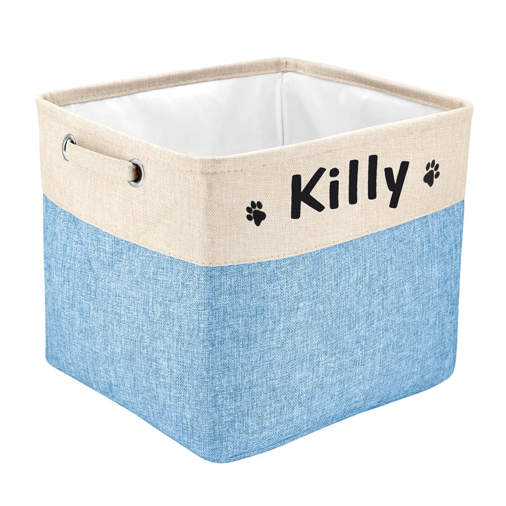 Custom Pet Dog Toy Storage Basket Personalized Foldable Dog Canvas Bag Pet Toys Clothes Storage Box Dog Accessories Pet Supplies