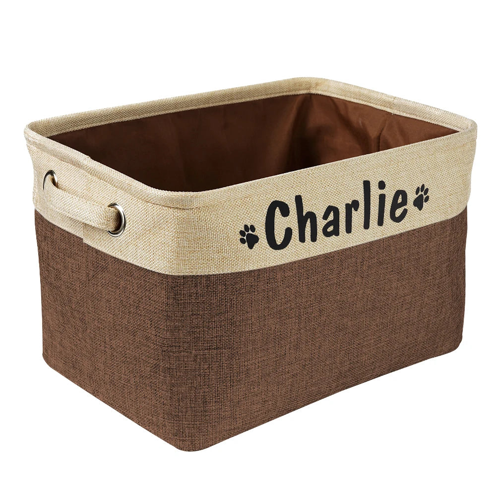 Custom Pet Dog Toy Storage Basket Personalized Foldable Dog Canvas Bag Pet Toys Clothes Storage Box Dog Accessories Pet Supplies