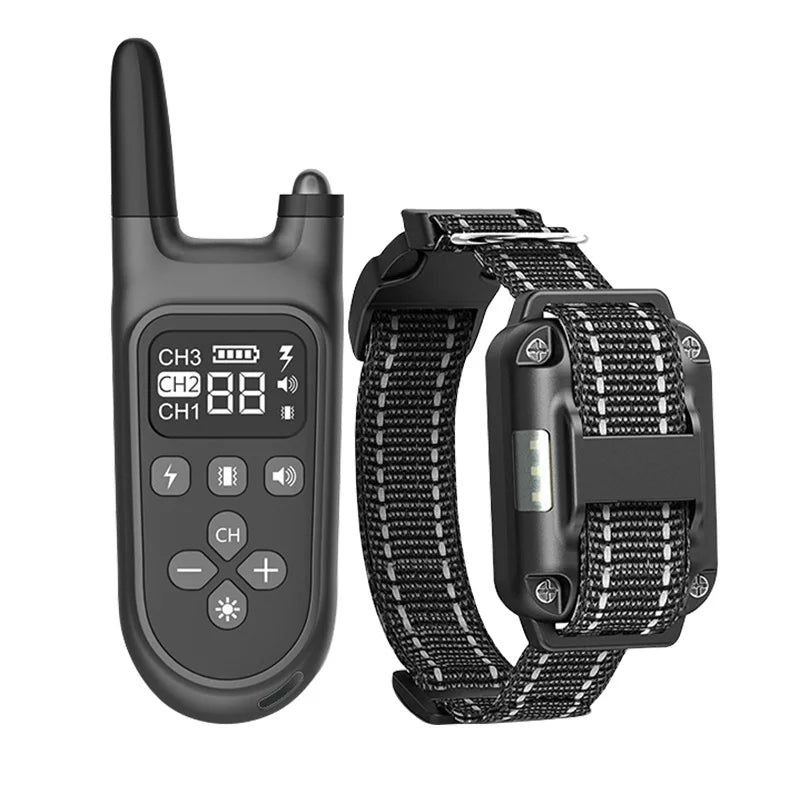 Hot sale Black 800m Electric Dog Training Collar with Shock Vibration Sound Remote Control Pet Training Artifact Bark Stopper