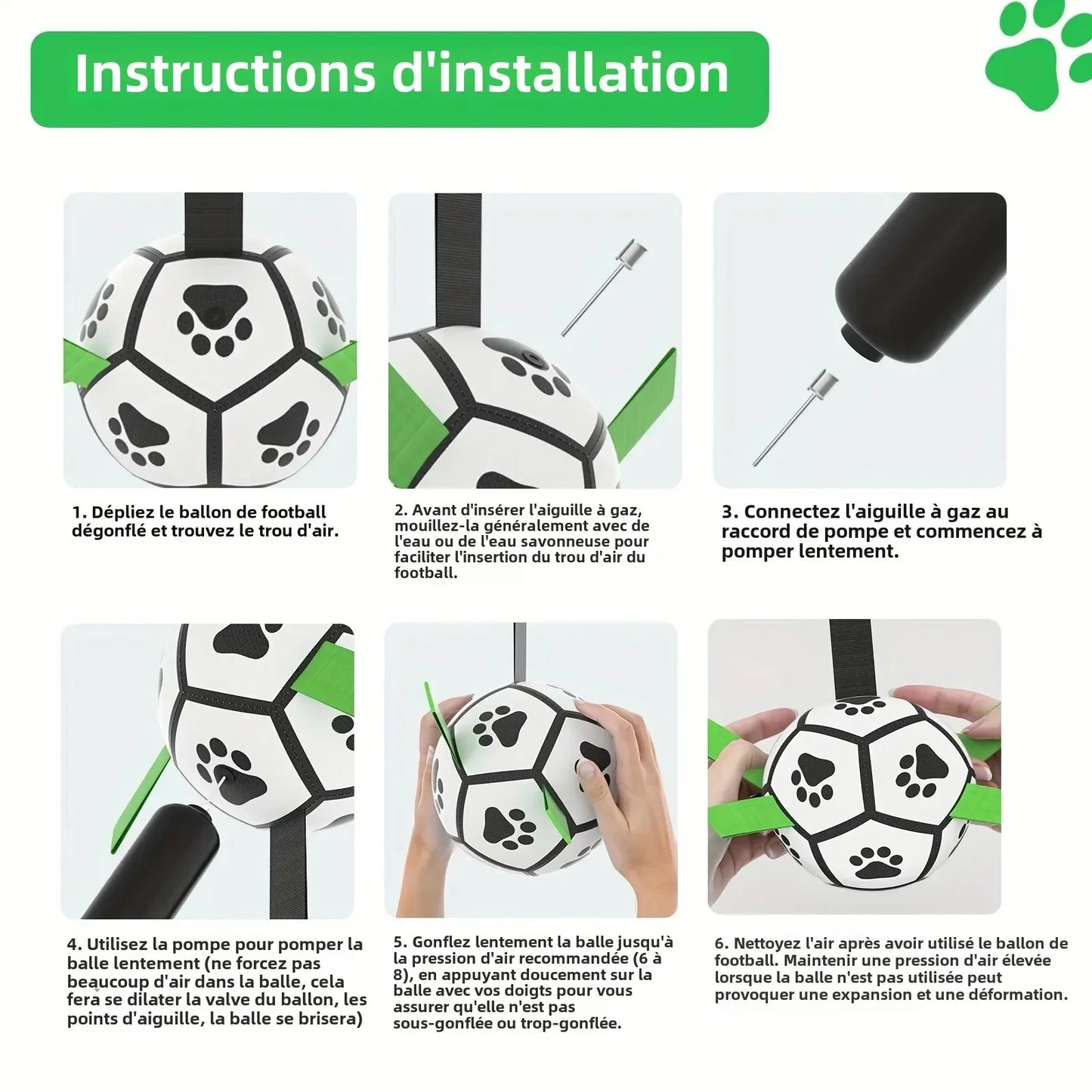 1 Pcs Interactive Dog Toys for Tug of War Dog Soccer Ball with Straps for Indoor Outdoor Dog Tug Toy Sturdy Ball Fetch Toy