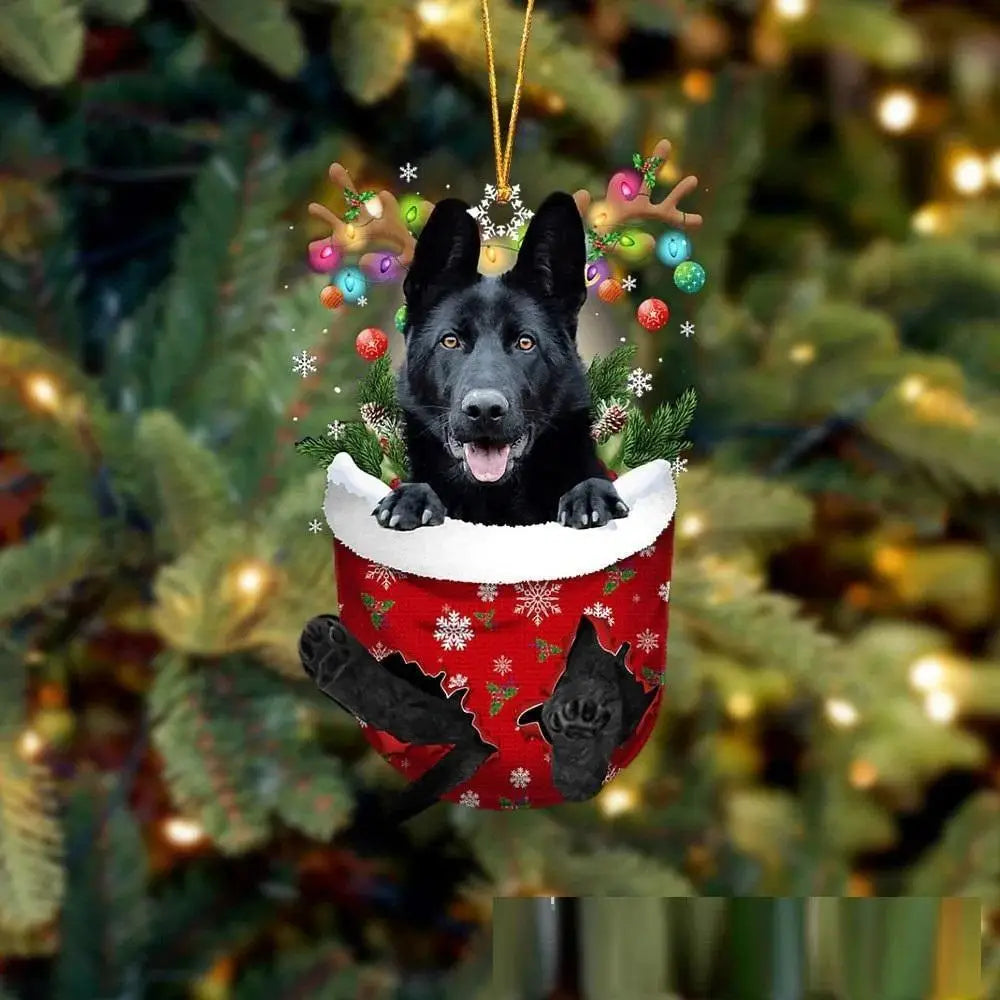 Christmas Cute Puppy Dog Shell Hanging Pendants Xmas Tree Drop Ornament Merry Chriatma Home Decor Happy New Year 2024