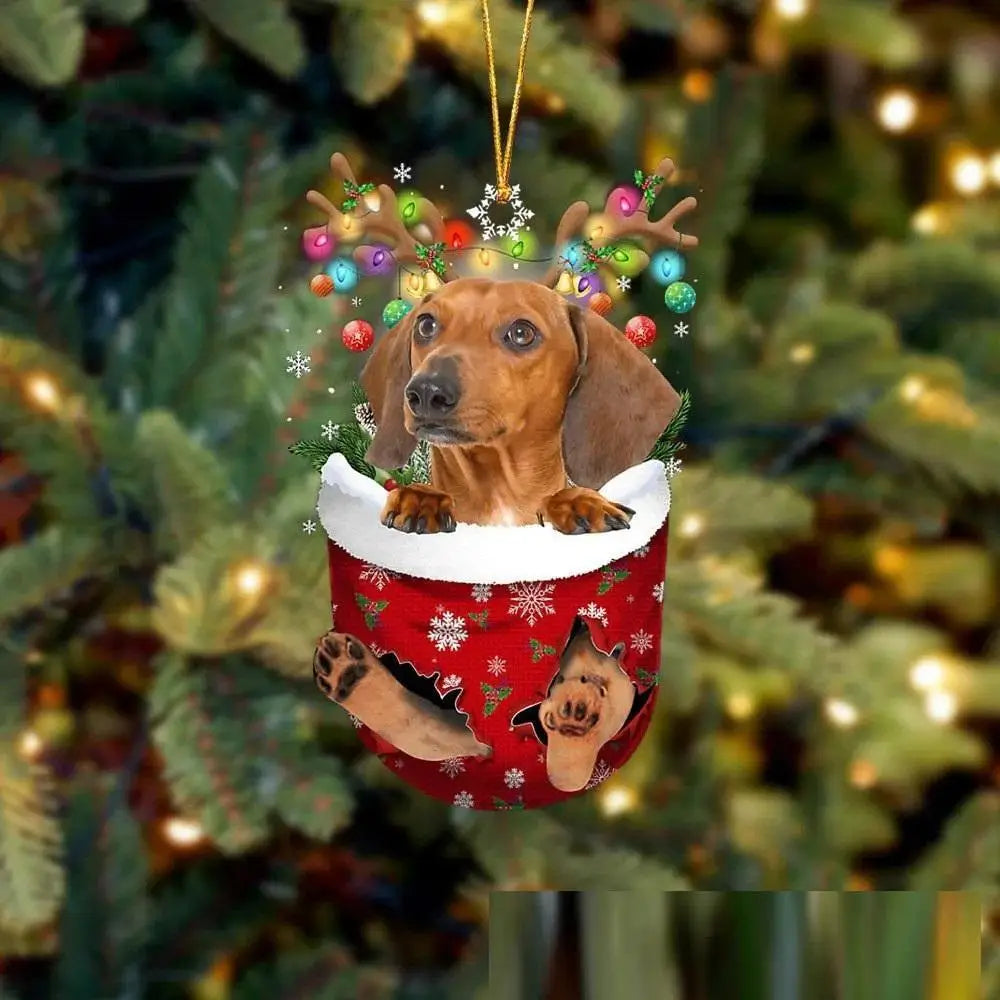 Christmas Cute Puppy Dog Shell Hanging Pendants Xmas Tree Drop Ornament Merry Chriatma Home Decor Happy New Year 2024