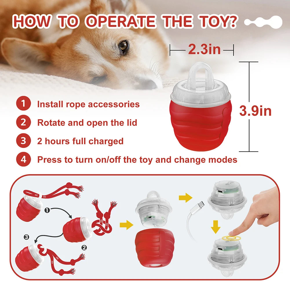 Interactive Dog Toys Ball for Boredom Active Rolling Ball with Tail for Dogs Indoor Training Toy