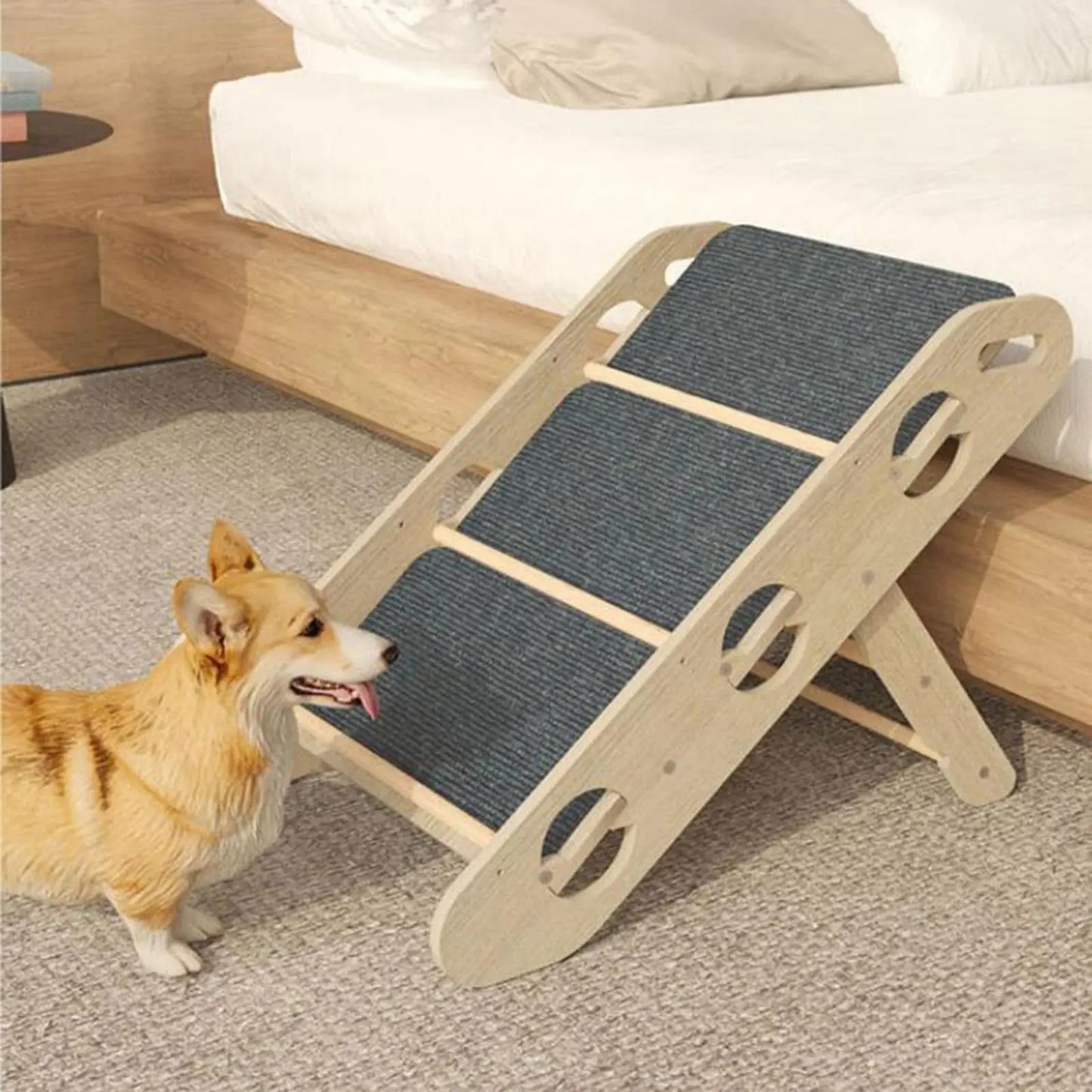 Wood Dog Stairs Foldable High Bed Climbing Non Slip Comfortable Pet Steps Indoor for Indoor Use Cats Sofa Puppy Small Pets