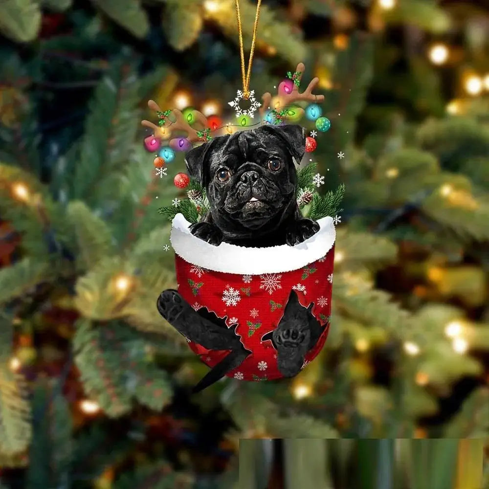 Christmas Cute Puppy Dog Shell Hanging Pendants Xmas Tree Drop Ornament Merry Chriatma Home Decor Happy New Year 2024