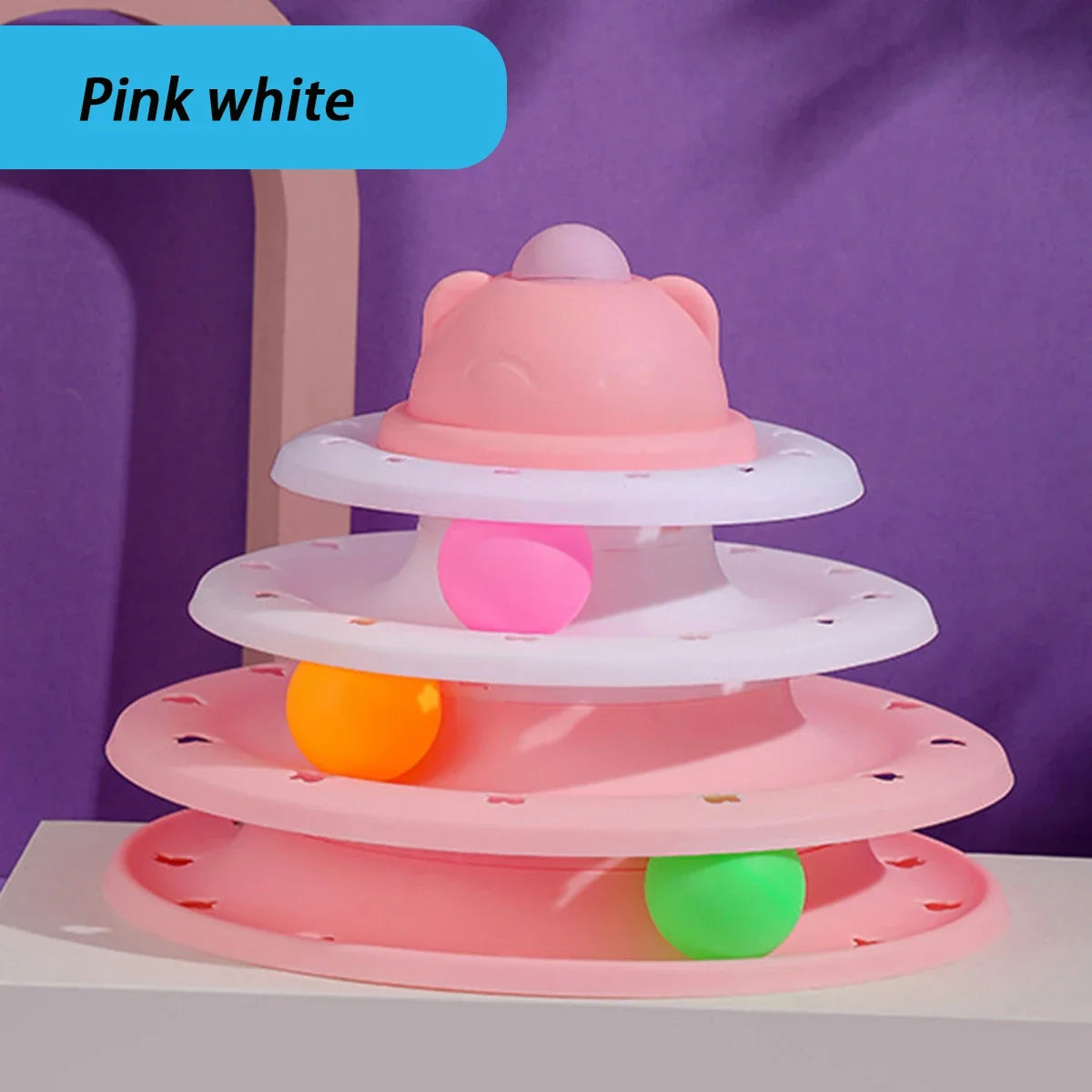4 Levels Cat Toy Tower Turntable Roller Balls Toys Interactive Intelligence Training Track Puzzle Funny Games Accessories