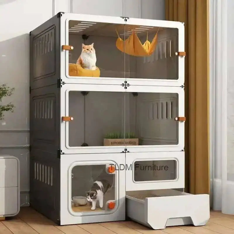 Luxury Cat Cage Cats Litter Box Integrated Cat House Modern Minimalist Large Free Space Household Indoor Cages for Cats