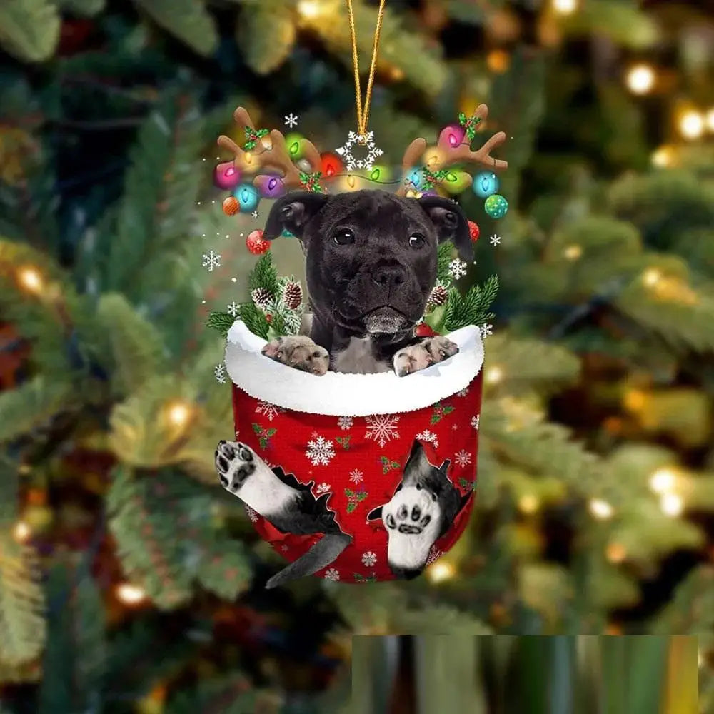 Christmas Cute Puppy Dog Shell Hanging Pendants Xmas Tree Drop Ornament Merry Chriatma Home Decor Happy New Year 2024