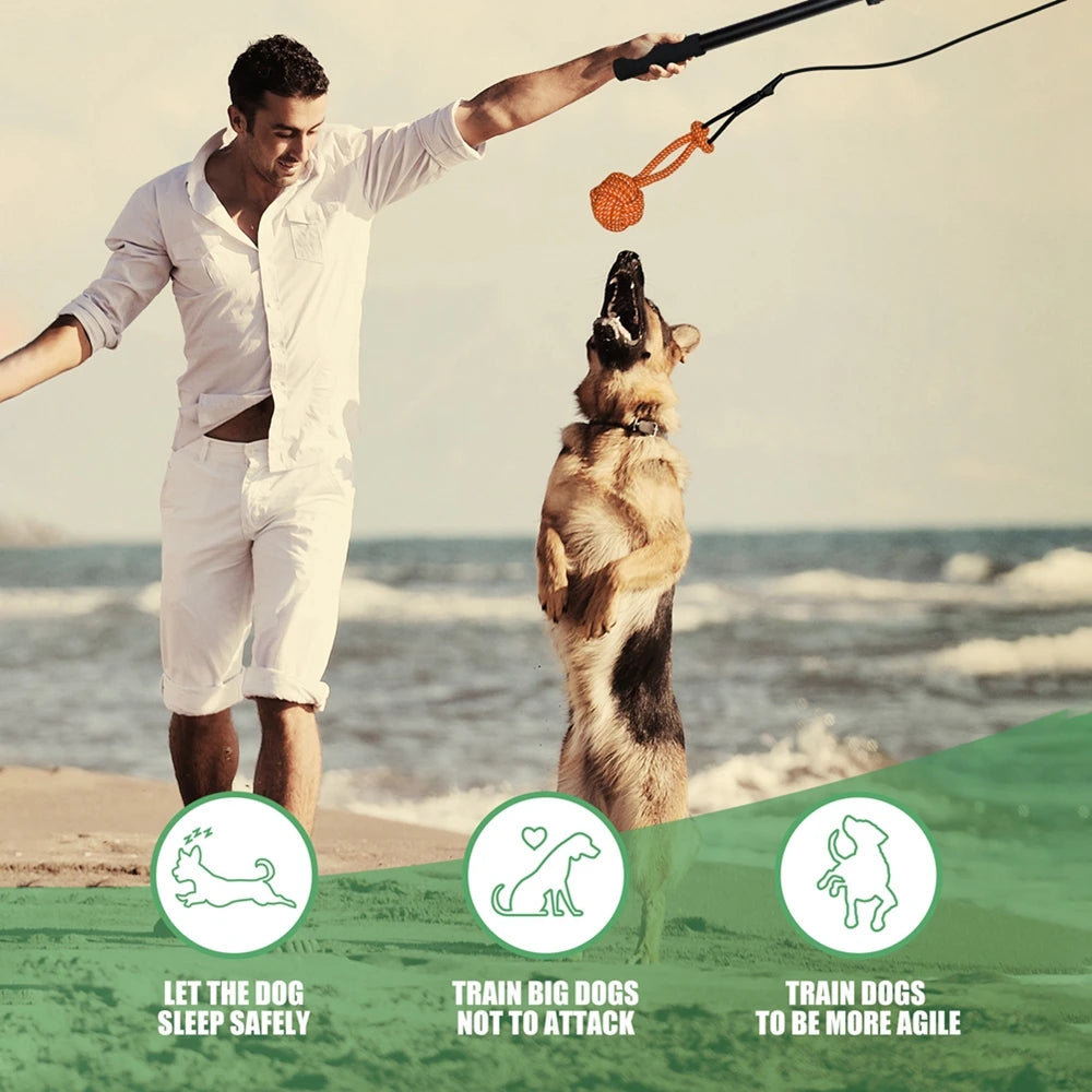 Durable Bite Resistant Dog Teeth Grinding Toy Interactive Retractable Pole Plush Chew Toy