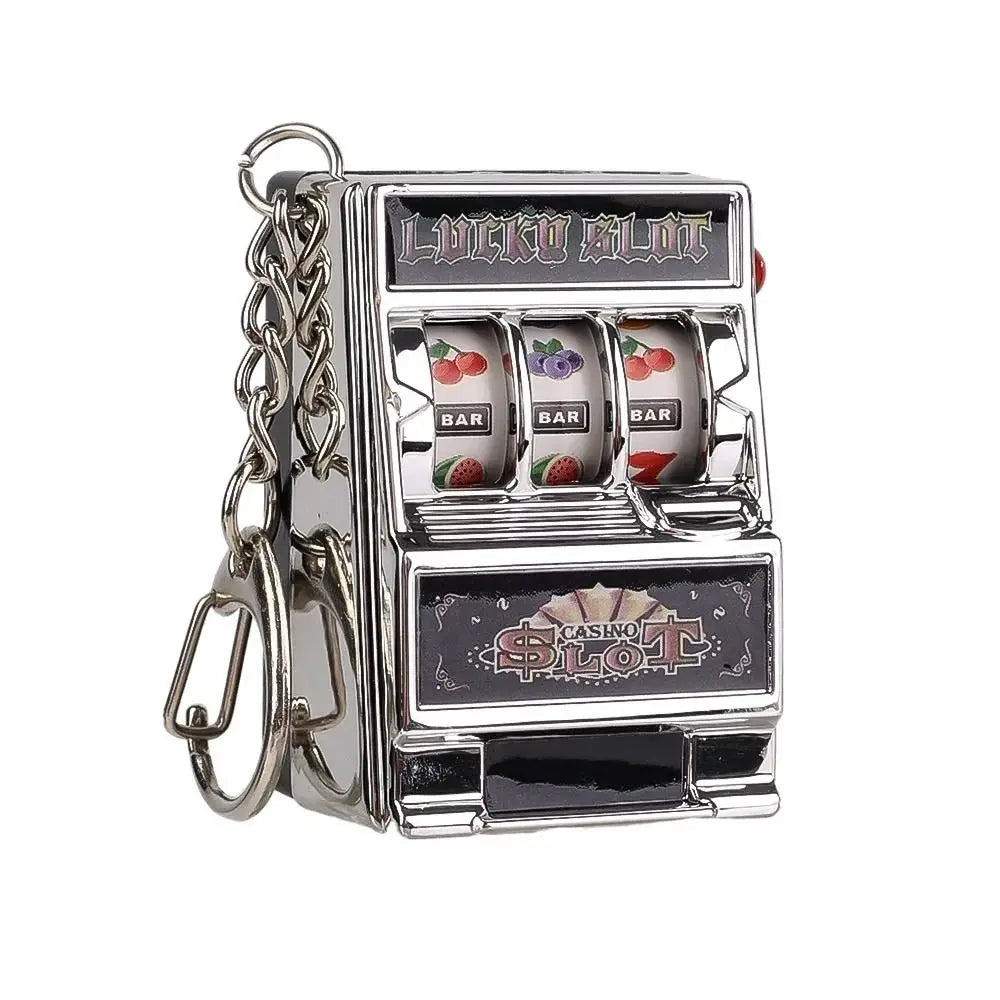 Fruit Slot Machine Keychain Lucky Charm Jackpot Keychains Mini Casino Pendant Bag Charm Novelty Gifts for Kids Adults